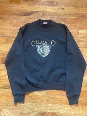 Chicago Crest Black Crewneck Sweater